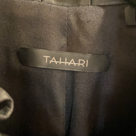 Tahari Leather Jacket with ruffle neck - Picture 5 of 6